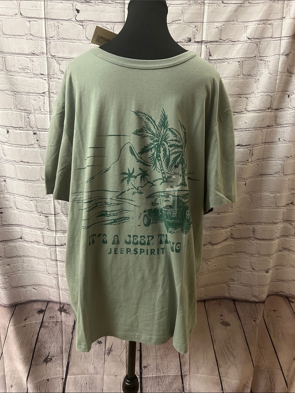 Sun + Stone Sage Green Palm & Jeep Graphic Short Sleeve Tee
